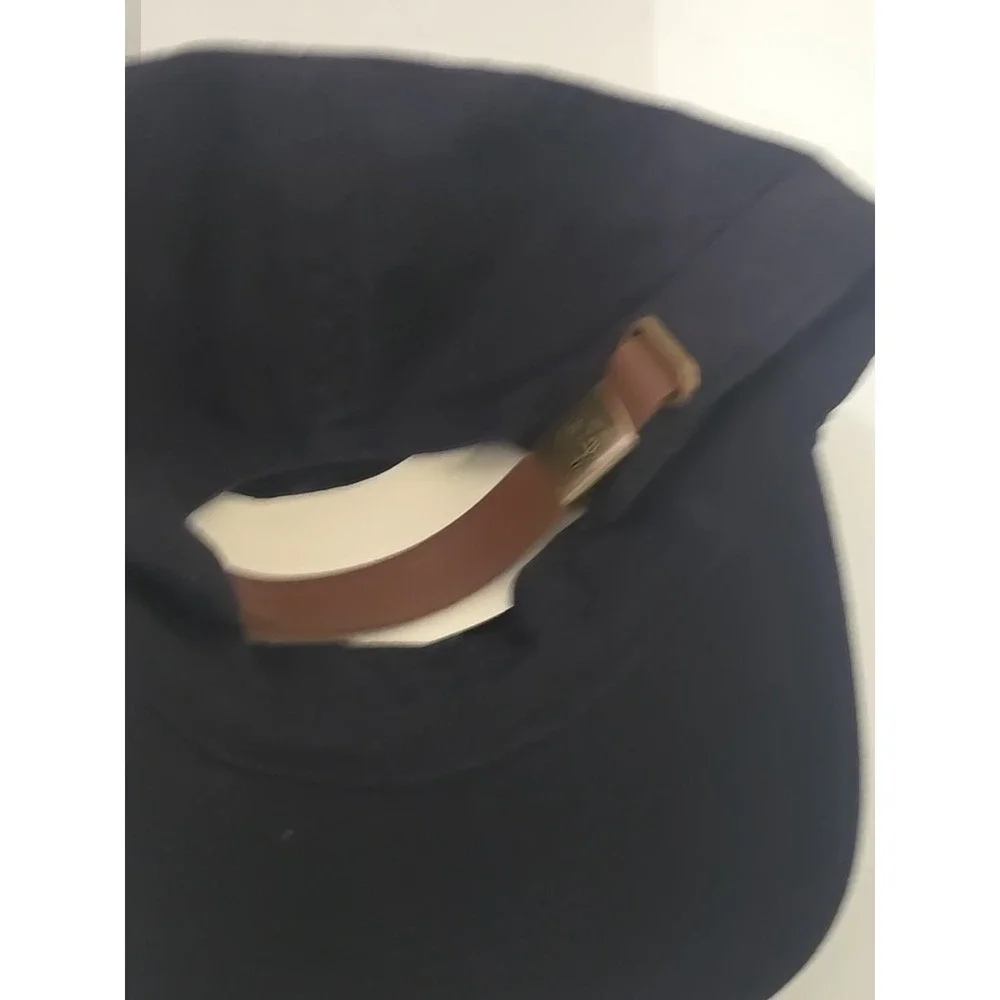 Vtg 90s NFL Shield Hat Blue Leather Strapback Brass NFL Logo Buckle Rare‎ Cap
